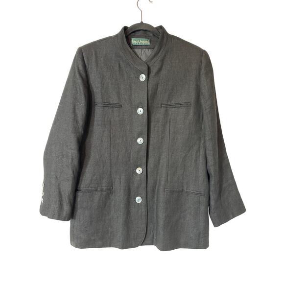 Harve Benard Women's Linen Button Up Blazer Jacket Black Size 10 ** Career - Picture 1 of 9